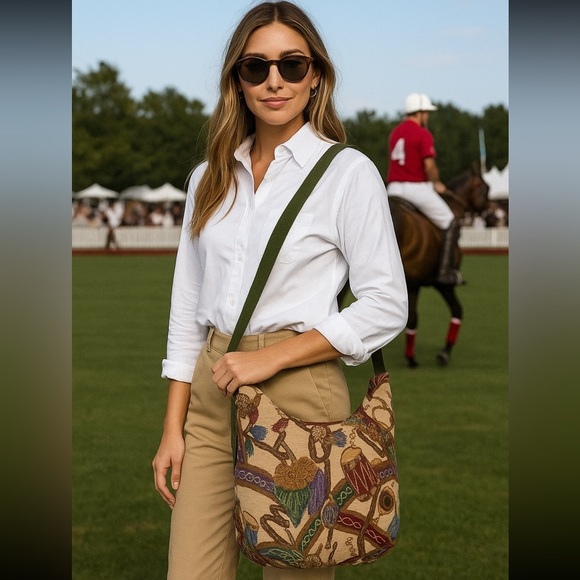 Palm Beach Polo Country Club embroidered colorful large tapestry crossbody - Picture 11 of 11